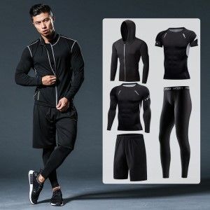 FDMM007- Terno de roupas esportivas de compressão para homens de 5 peças